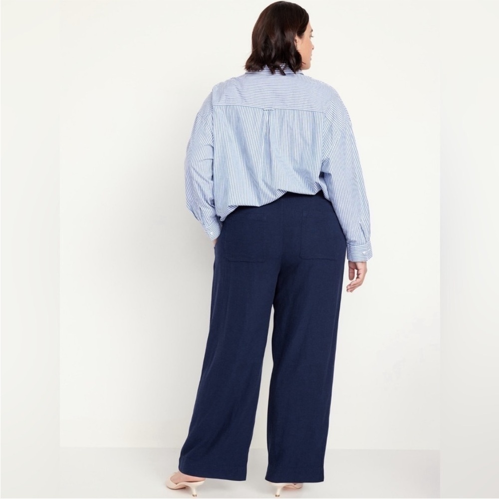 NEW! Indigo High-Waisted Linen-Blend Wide-Leg Pants - Multiple Sizes 🩷 - Picture 7 of 11